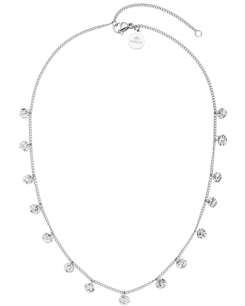 PureleiÂ® Malihini Necklace (silver) â€“ Stainless steel jewelry â€“ Waterproof chain with coins â€“ 14 to 16 inch adjustable length â€“ Fashion jewelry for your individual look - Image 1